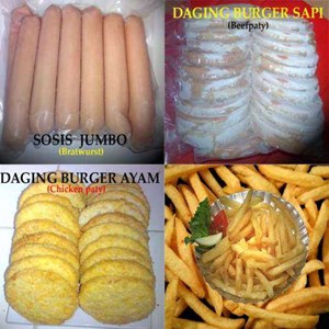 Sosis Jumbo ( Bratwurst) Daging Burger Dan Ayam – French Fries